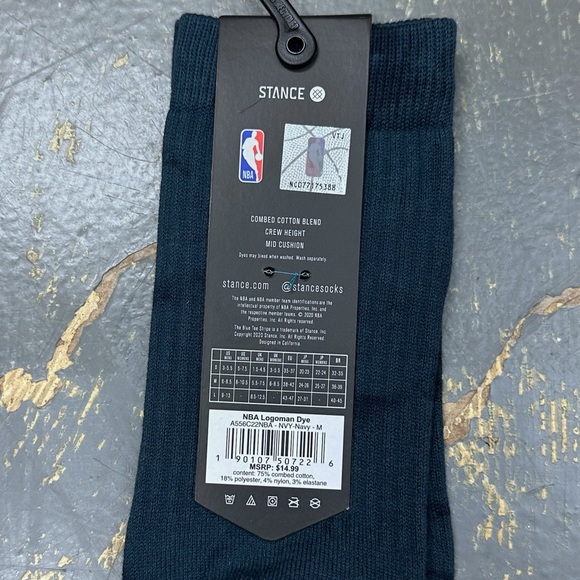 Stance NBA Logoman Crew Socks Medium Dark Teal Basketball Combed Cotton - Picture 4 of 5